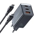 Miniatyrbilde 2 av 5: GaN Mcdodo CH-1543 nettverkslader, 2x USB-C, 1x USB, 67W + USB-C til USB-C 2m kabel (svart)