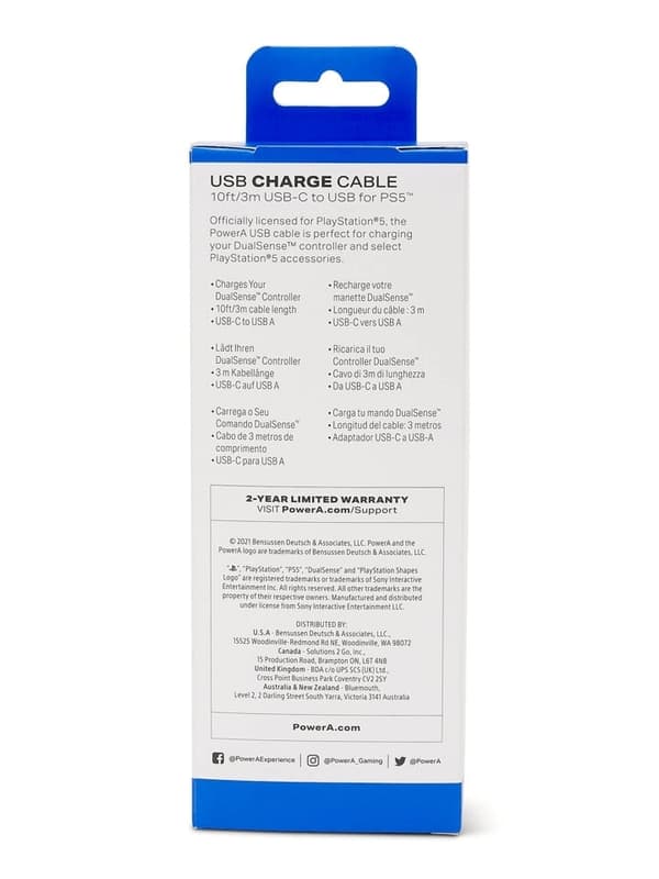 PowerA USB-C to USB-A Charge Cable (3m) - Playstation 5
