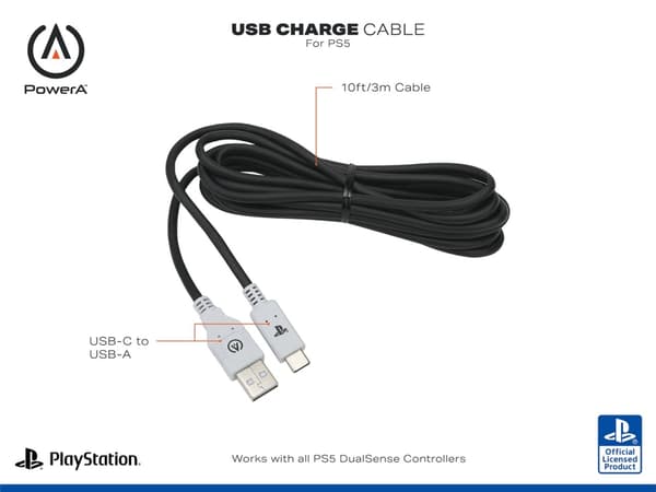 PowerA USB-C to USB-A Charge Cable (3m) - Playstation 5