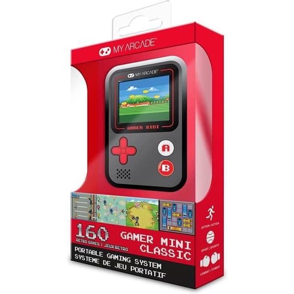 Min Arcade - Gamer mini klassisk fickkonsol - Röd/svart