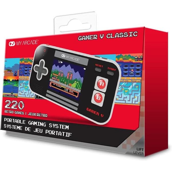 Bärbar konsol - My Arcade - Classic Gamer V - 220 spel - Röd/Grå/Svart - 6,3 cm skärm