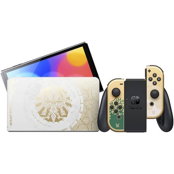 "Konsol Nintendo Switch OLED The Legend of Zelda: Tears of the Kingdom Version HK Original UK-laddare + UK-FR-adapter"