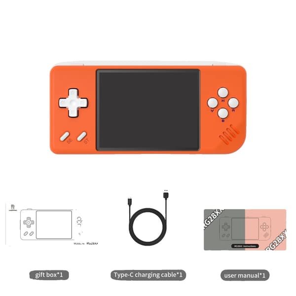 Handhållen Spelkonsol, 5000+ Retrospel, 2,83-tums IPS-skärm,Orange, 64G (5000 spel)