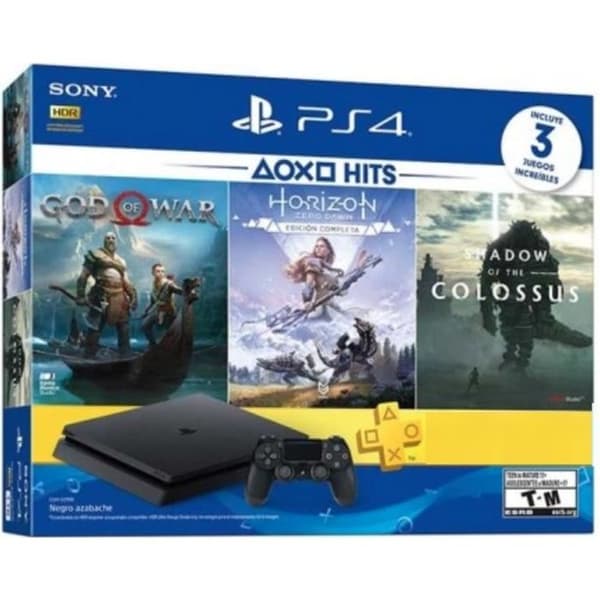 Hemkonsol - Sony - PS4 500 GB - Svart - Bundle - God of War - Horizon Zero Dawn - Shadow of Colossus- USED