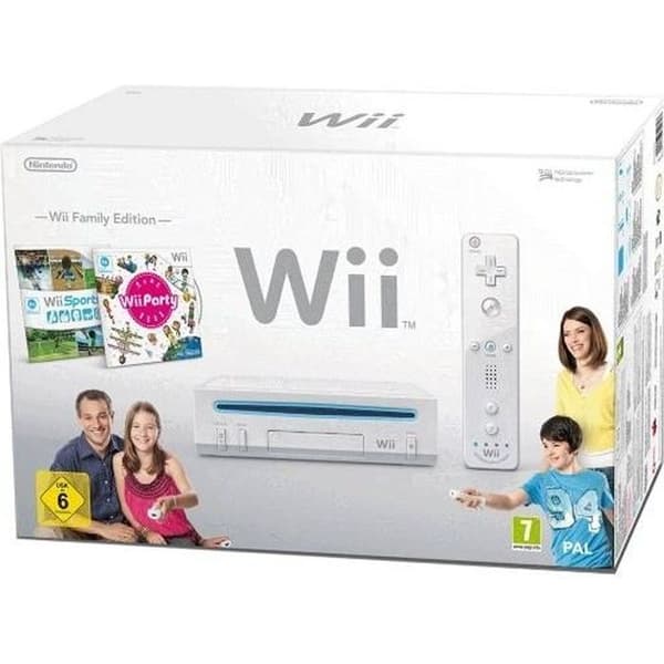 Wii Family Edition-konsol - Nintendo - Wii Party och Wii Sports pack - Vit - Trådlös- USED
