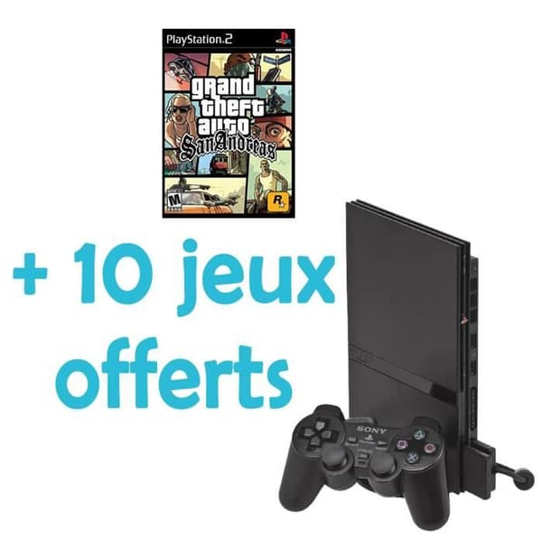 Konsol Playstation 2 PS2 Black + GTA San Andreas + 10 SPEL- USED
