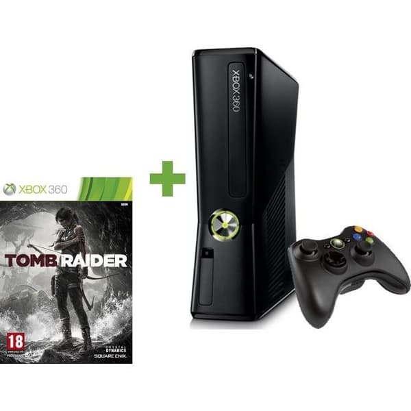 XBOX 360 250 GB + TRÅDLÖS KONTROLL + TOMB RAIDER- USED