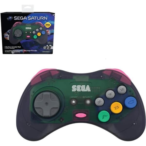 Trådlös handkontroll - Sega - Saturn - 8 knappar - 2,4Ghz - USB-dongel ingår
