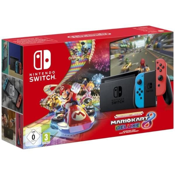 Nintendo Switch Neon Console Pack + Mario Kart 8 deluxe ingår i nedladdningskoden