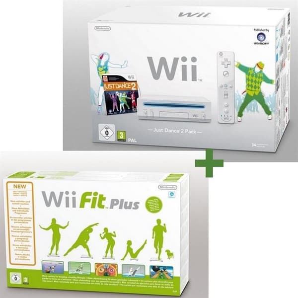 Wii WHITE + JUST DANCE 2 + Wii FIT PLUS