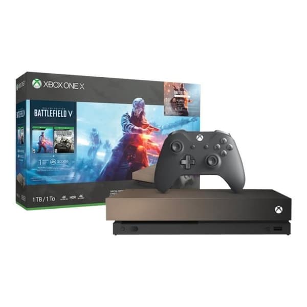 Microsoft Xbox One X Gold Rush Special Edition Battlefield V Bundle-spelkonsol 4K HDR 1TB HDD Black Battlefield V...- USED