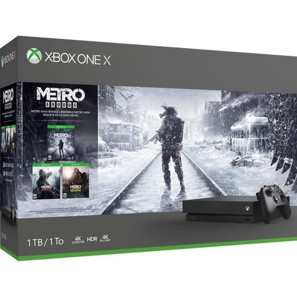 Xbox One X 1TB+3-spel(Metro Exodus+Metro 2033 Redux och Metro:Last Light Redux)+1 månad gratis spelpass+14 dagar Live Gold