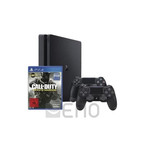 Sony Playstation 4 PS4 Slim 1 TB konsolpaket - 2 kontroller - Infinity Warfare CD - Svart- USED