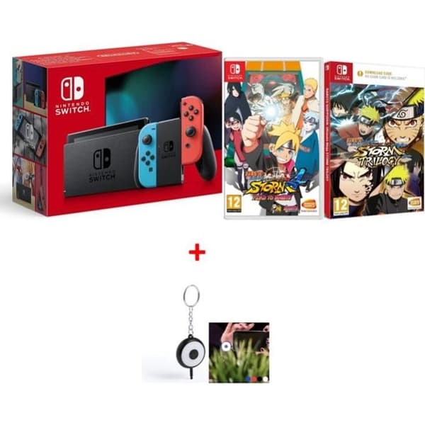 Nintendo Switch Neon-konsol + 2 Naruto-SPEL + gratis LED-blixt