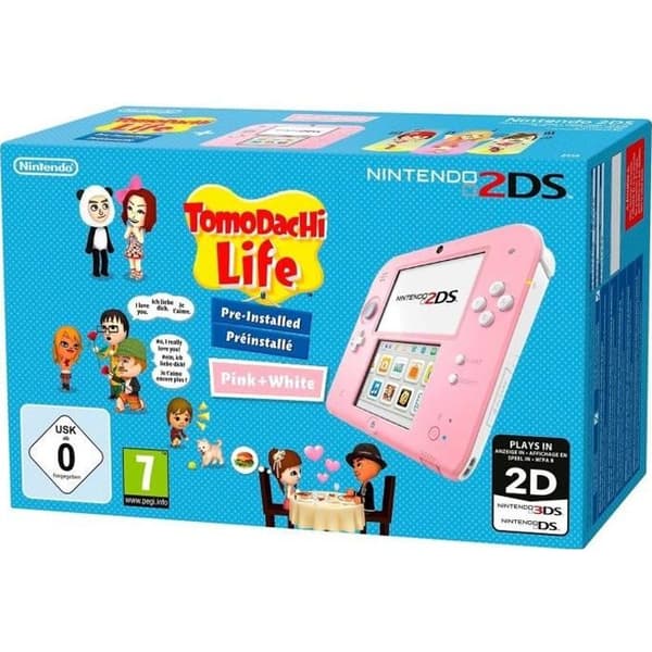 Bärbar Spelkonsol - Nintendo - 2DS - Rosa/Vit - 4 Go - Tomodachi Life Inkluderad- USED