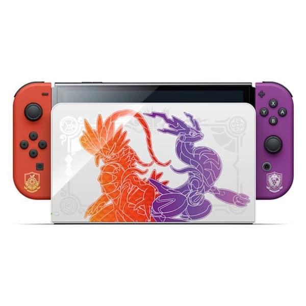Nintendo Switch-konsol – Pokémon Scarlet &amp; Purple Edition OLED-modell JP-version Original USA-laddare med US-FR-adapter