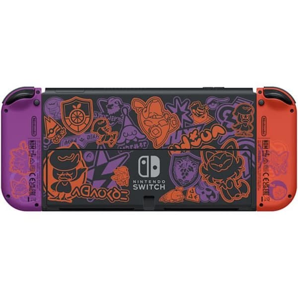 Nintendo Switch-konsol – Pokémon Scarlet &amp; Purple Edition OLED-modell JP-version Original USA-laddare med US-FR-adapter