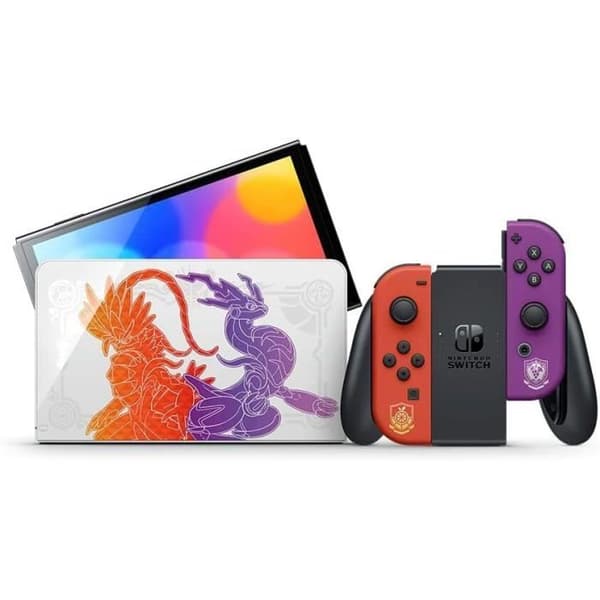 Nintendo Switch-konsol OLED-modell Limited Edition Pokémon Violet &amp; Scarlet - japansk version med nätadapter