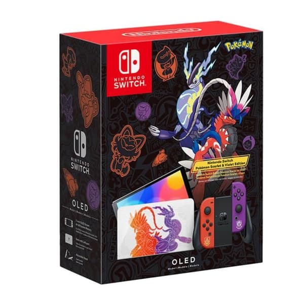 Nintendo Switch OLED-konsol Pokémon Scarlet &amp; Purple Edition JP-version Original USA-laddare med US-FR-adapter