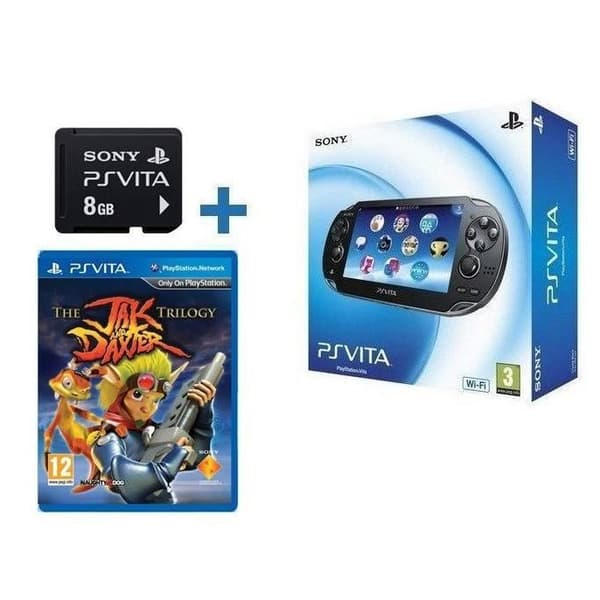 PS VITA + JAK &amp; DAXTER SPEL + 8 GB MEM-KORT- USED