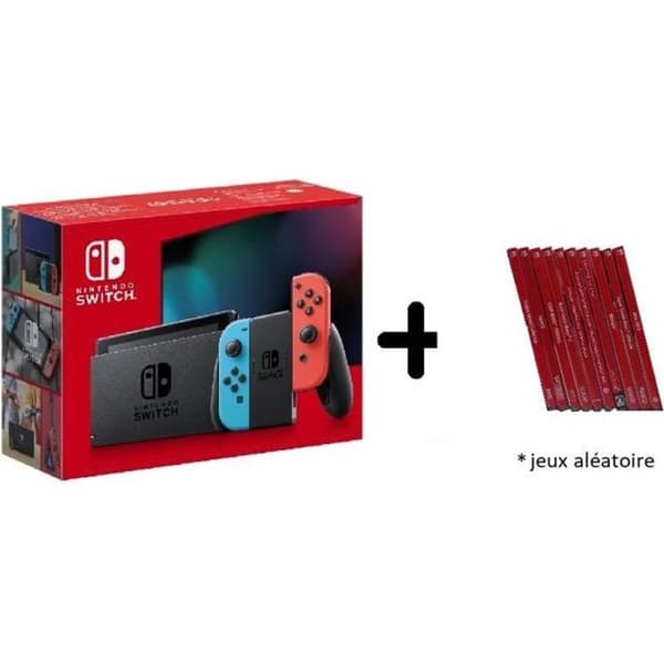 Nintendo Switch-konsol (NEON-modell) + 10 slumpmässiga SPEL