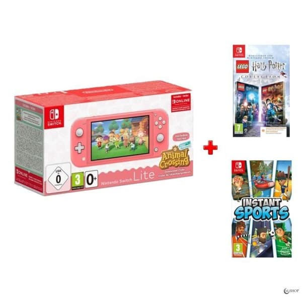 Bärbar konsol - Nintendo - Nintendo Switch Lite - Korall - Animal Crossing - Harry Potter - Instant Sports