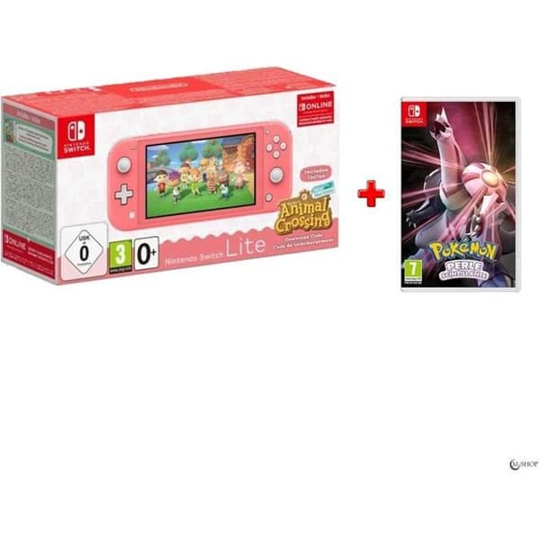 Bärbar konsol - Nintendo Switch Lite - Korall - Animal Crossing - Pokémon Shiny Pearl