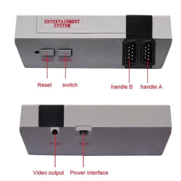 Klassisk NES Mini-spelkonsol + inbyggda 500 spel med 2 handkontroller för NES Retro Generic Brand QUMOX