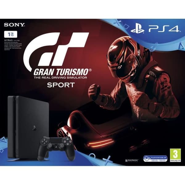 PS4 Slim Console - 1TB - Svart - 4K-grafik, 60 fps, HDR och utökade färger