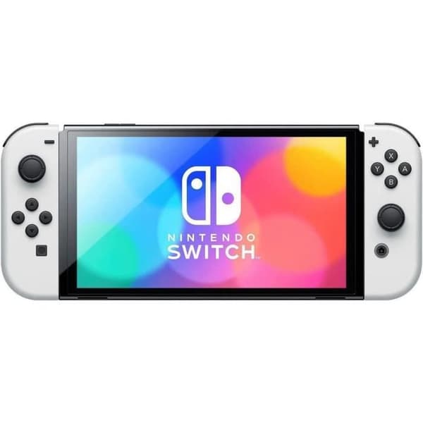 Nintendo Switch OLED-konsol med dockningsstation| Vita Joy-Con-kontroller + The Legend of Zelda: Breath of the Wild- Videospel