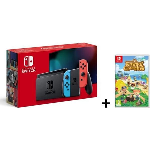 Nintendo Switch Neon V2-konsol: Ny version + Animal Crossing-switch (FR-version)