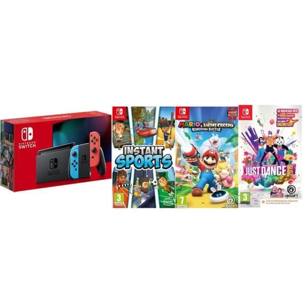 Salongkonsol - Nintendo - Switch - Mario Lapins Crétins kungarike Strid - Just Dance 2019 - Instant Sports
