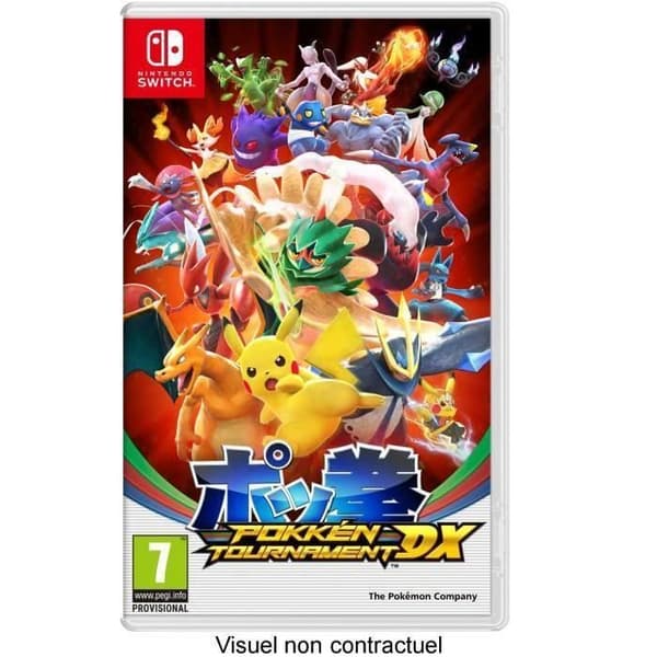 Nintendo Switch Röd/Neonblå 32GB [Ny V2-modell] + Pokkén Tournament DX Switch Game + 1 gratis figur