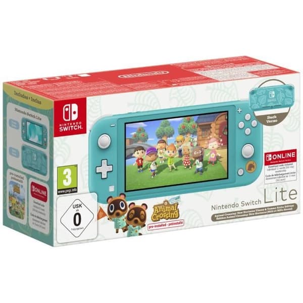 Nintendo Switch Lite handhållen konsol • Méli &amp; Mélo Hawaii Limited Edition + Animal Crossing: New Horizons (förinstallerat) Turkos
