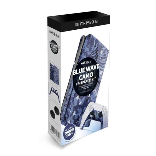 PlayStation 5 SLIM BLUE WAVE CAMO FACEPLATES KIT (Faceplates + Controller Faceplates Camo Blue)