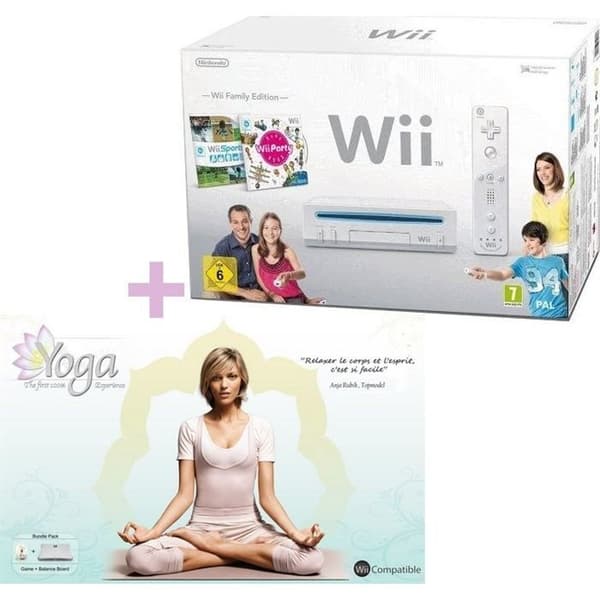 Wii Family Edition-konsol + Balansbräda + Wii Yoga - Nintendo - Pack - Vit - Trådlös- USED