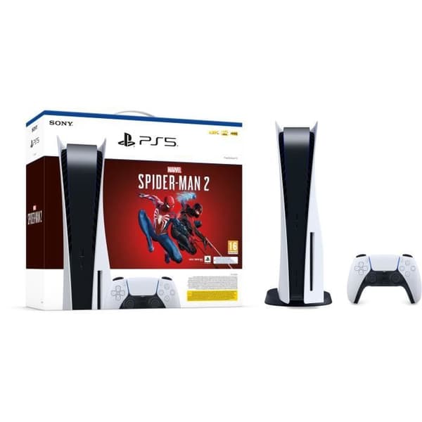 PlayStation 5 Console - Standard Edition + Marvel's Spider-Man 2 (kod i lådan)- USED