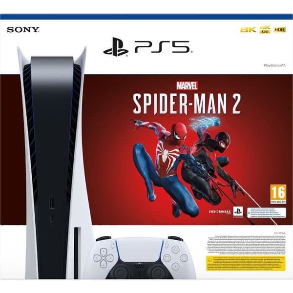 PlayStation 5 Console - Standard Edition + Marvel's Spider-Man 2 (kod i lådan)- USED
