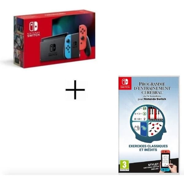 NINTENDO SWITCH CONSOLE + PROFESSOR KAWASHIMAS HJÄRNTRÄNINGSPROGRAM- USED