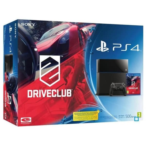 PS4-konsol - 500 GB - BUNDLE Driveclub (svart) - Sony - PS4-plattform - Pack - 500 lagringskapacitet- USED
