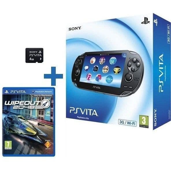 PS Vita 3G/WiFi bärbar konsol + 4GB minneskort + Wipeout 2048-spel - Sony- USED