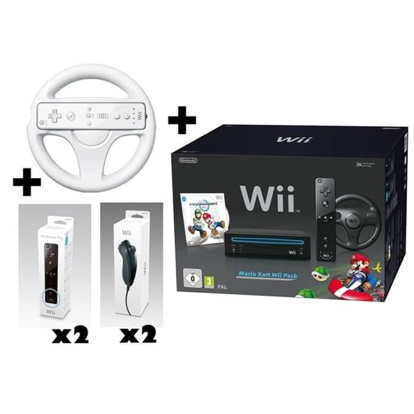 Wii SVART MARIO KART 3 SPELARE- USED