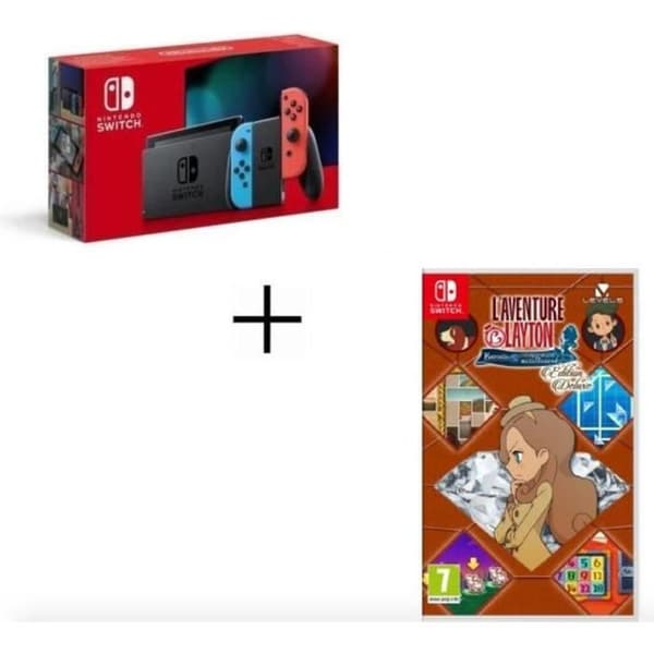 NINTENDO SWITCH CONSOLL + PROFESSOR LAYTON KATRIELLE OCH MILJONÄRSKONSPIRATEN- USED