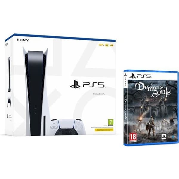 PS5-konsol Sony PlayStation 5 - Standard Edition, 825GB SSD, 60FPS, 4K, HDR (Med enhet) + Demon's Souls- USED