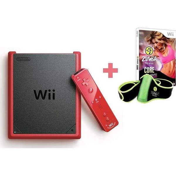 Wii Mini Red Console - Nintendo - Zumba Core Pack med bälte- USED