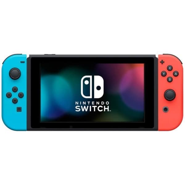 Nintendo Switch-konsol • Neonblå &amp; Neonröd + Nintendo Switch Sports (förinstallerad) + 12 månaders NSO-prenumeration (kod)- USED