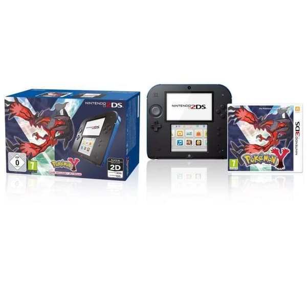 Nintendo 2DS bärbar konsol svart + blå Pokémon Y - Limited Edition- USED