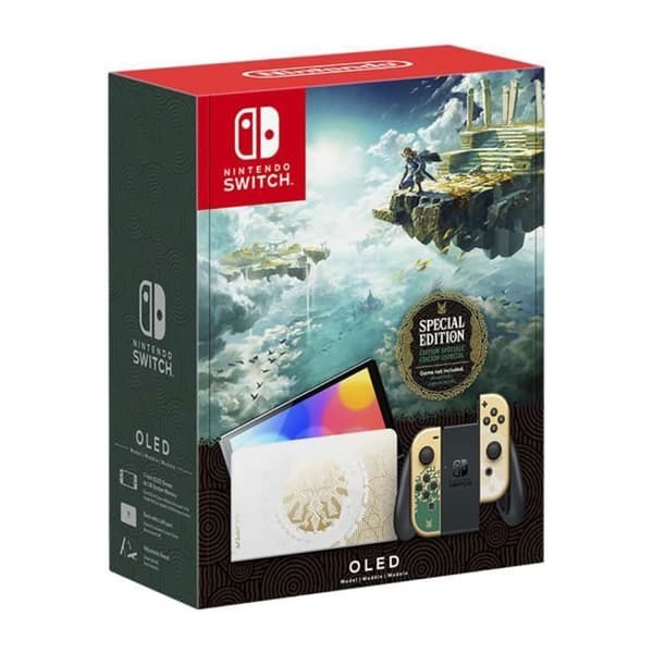 Nintendo Switch OLED-konsol The Legend of Zelda: Tears of the Kingdom HK-version UK-laddare + UK-FR-adapter- USED