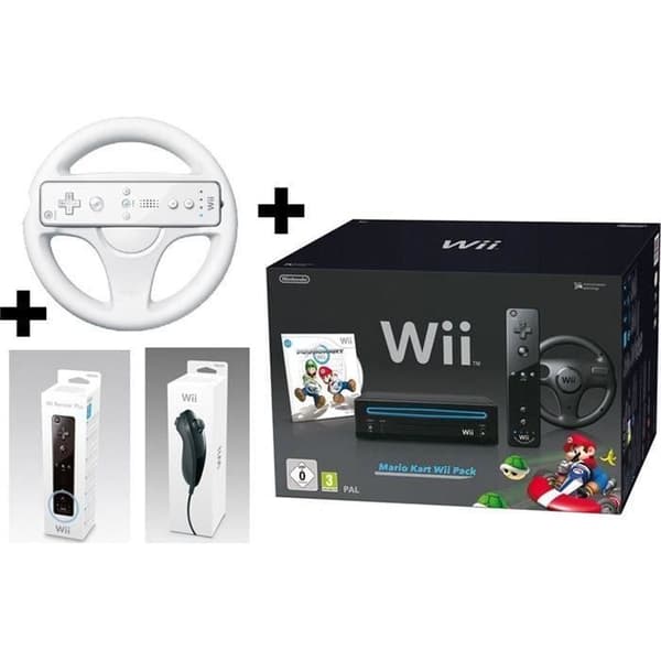 wii black mario kart två spelare- USED