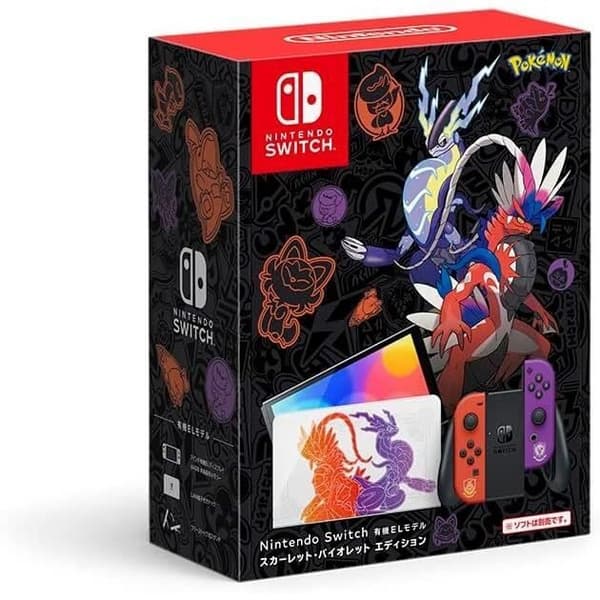 Nintendo Switch-konsol OLED-modell Limited Edition Pokémon Violet &amp; Scarlet - japansk version med nätadapter- USED